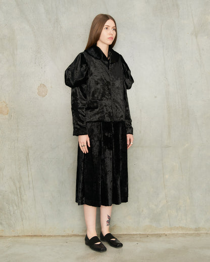 Black Velvet Puff Shoulder Jacket