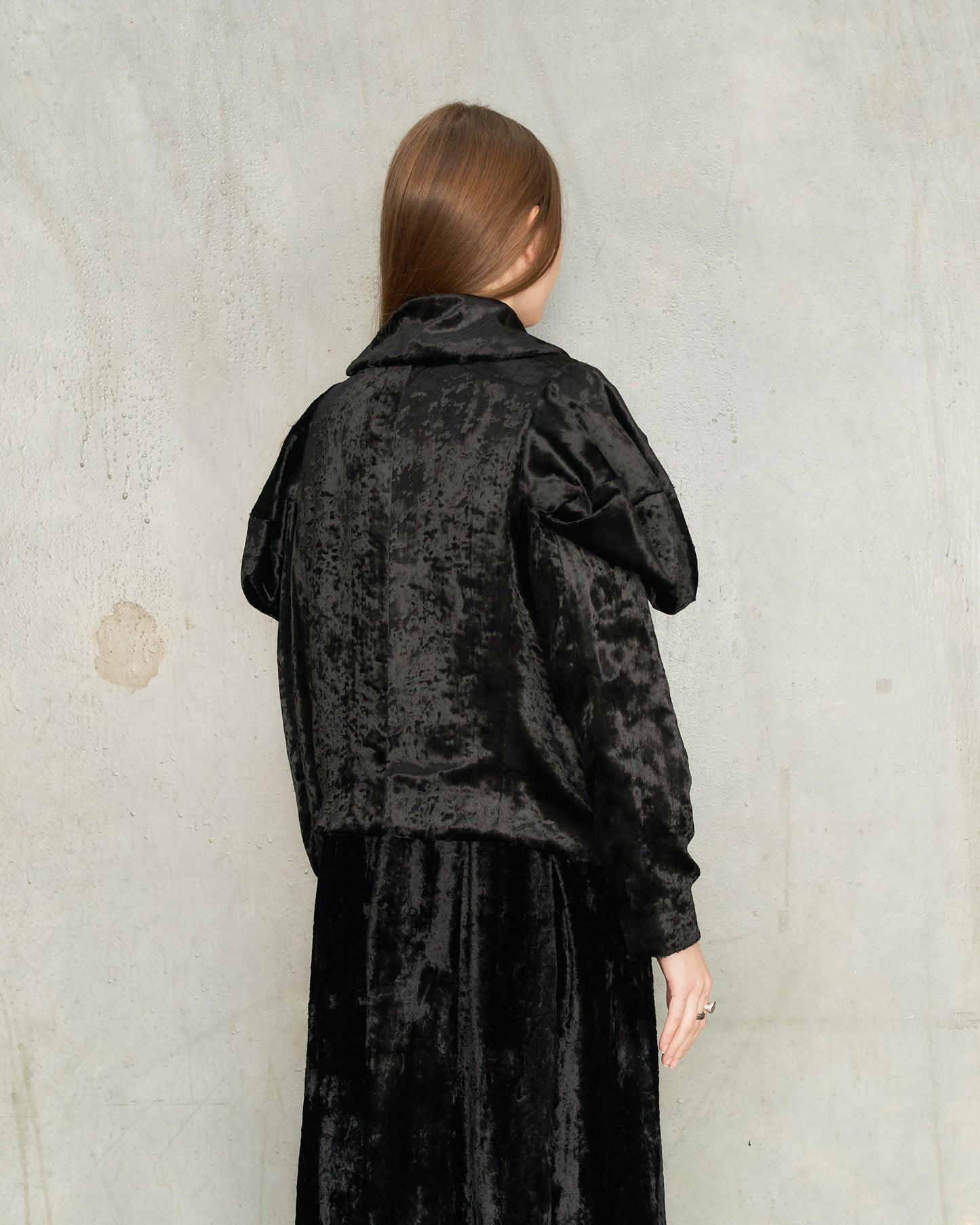 Black Velvet Puff Shoulder Jacket