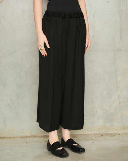 Black Wide Drawstring Trousers