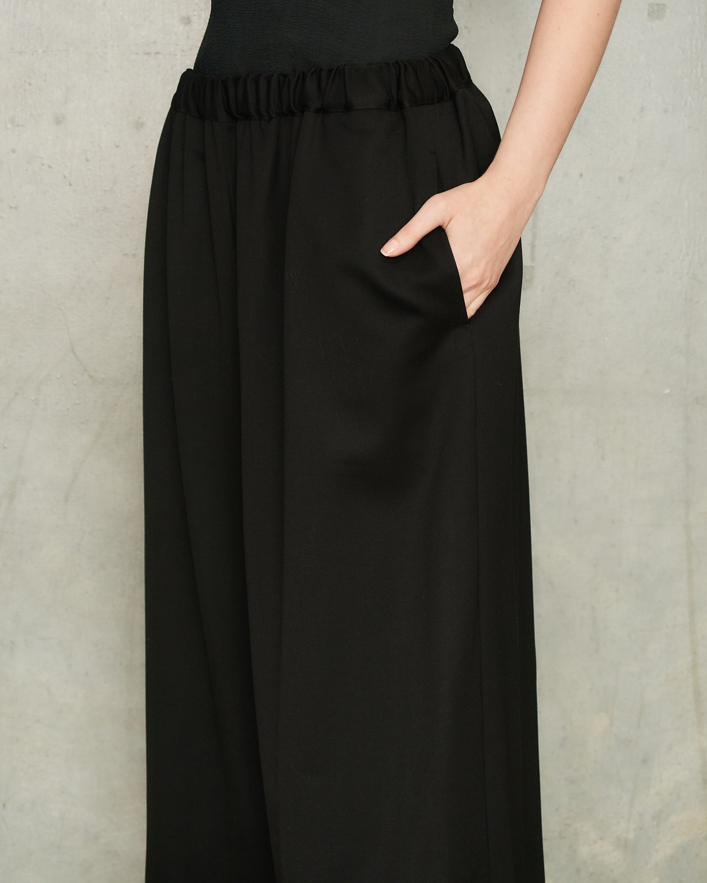 Black Wide Drawstring Trousers