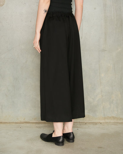 Black Wide Drawstring Trousers