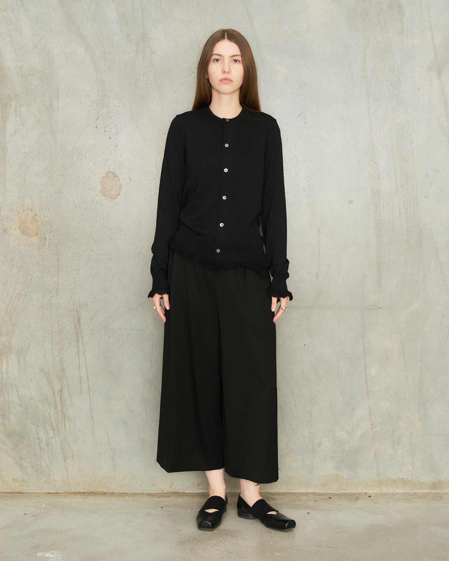 Black Wide Drawstring Trousers