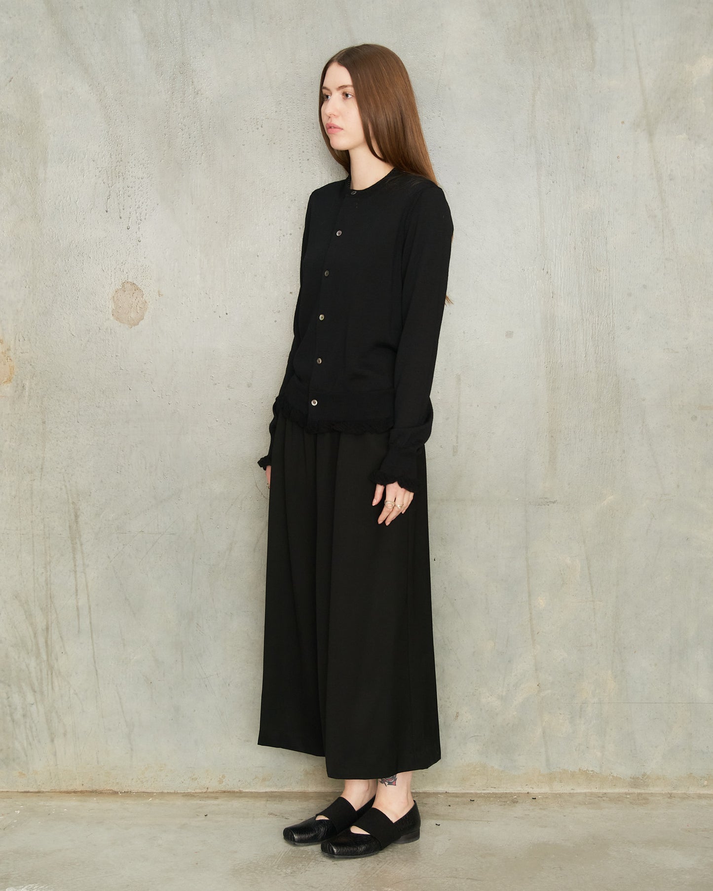 Black Wide Drawstring Trousers