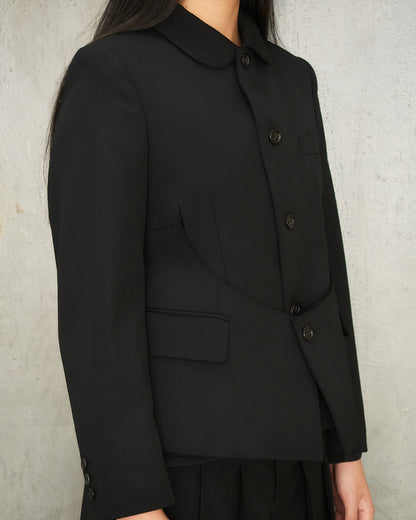 Black Wool Curve Cut Jacket