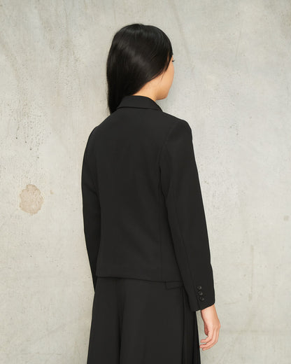 Black Wool Curve Cut Jacket
