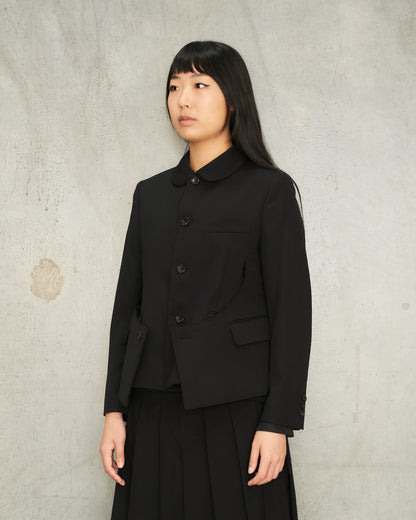 Black Wool Curve Cut Jacket