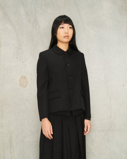 Black Wool Curve Cut Jacket