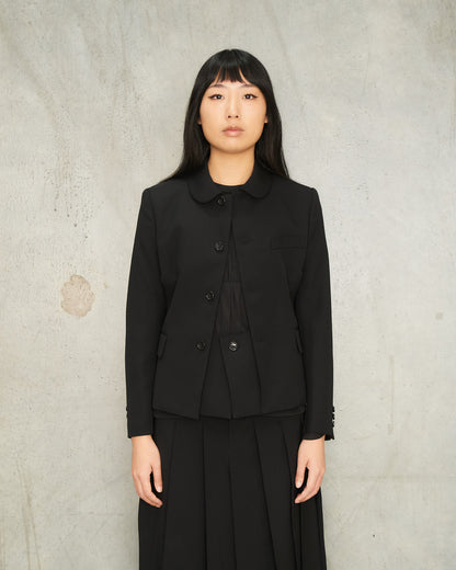 Black Wool Curve Cut Jacket