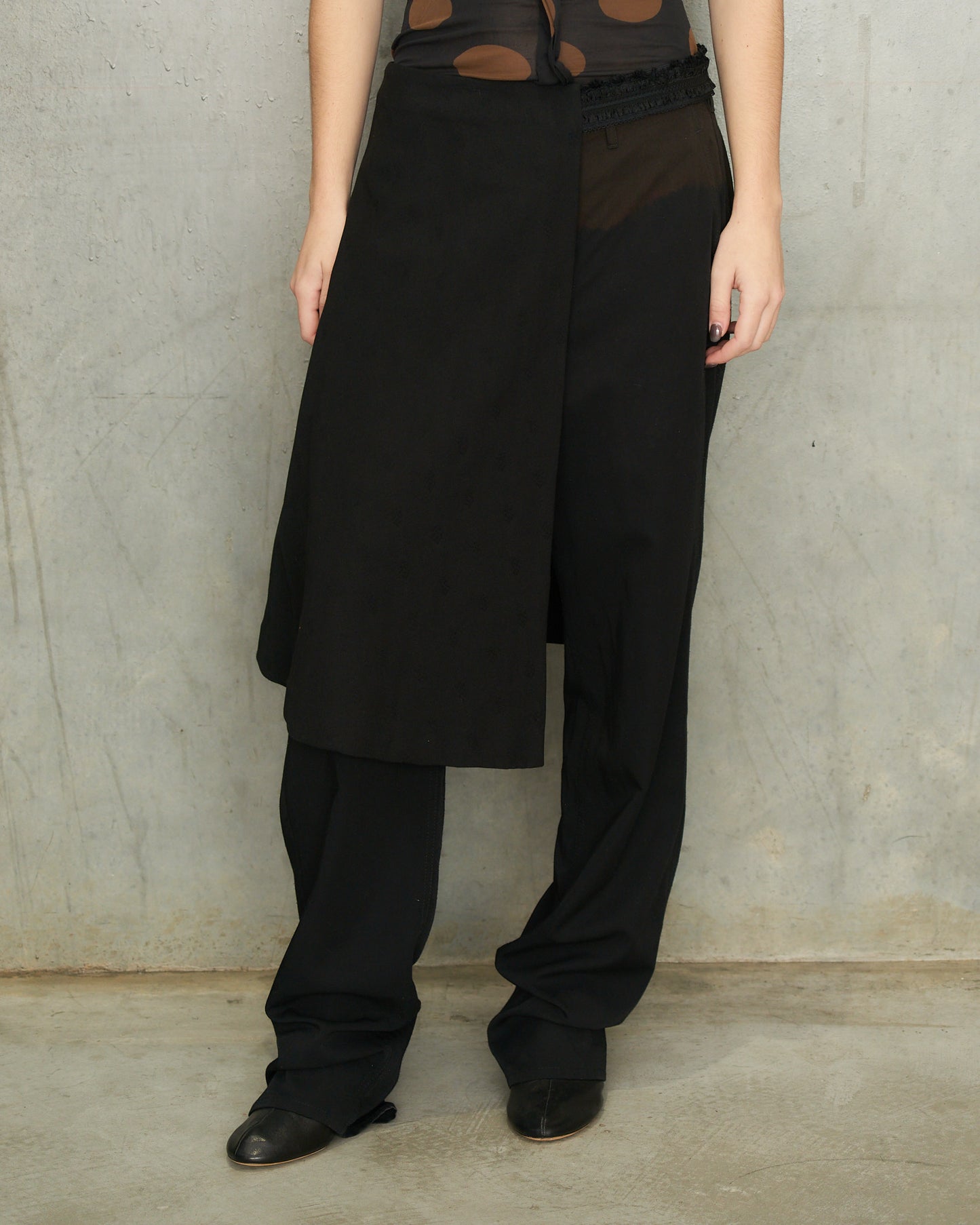Comme Des Garcons FW2001 Black Wool Half Skirt Belt