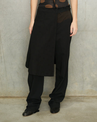 Comme Des Garcons FW2001 Black Wool Half Skirt Belt