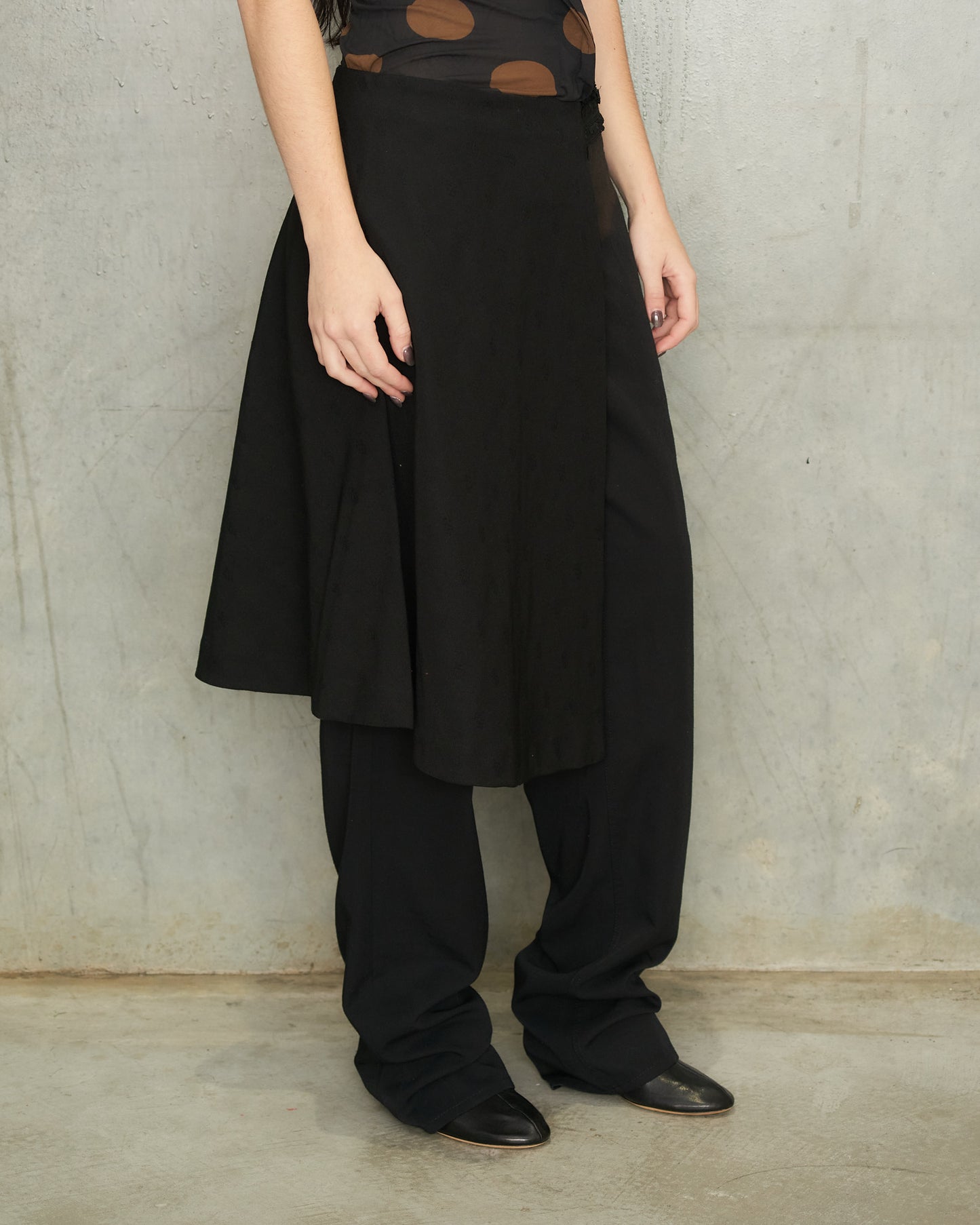 Comme Des Garcons FW2001 Black Wool Half Skirt Belt