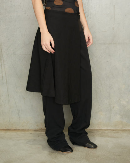 Comme Des Garcons FW2001 Black Wool Half Skirt Belt