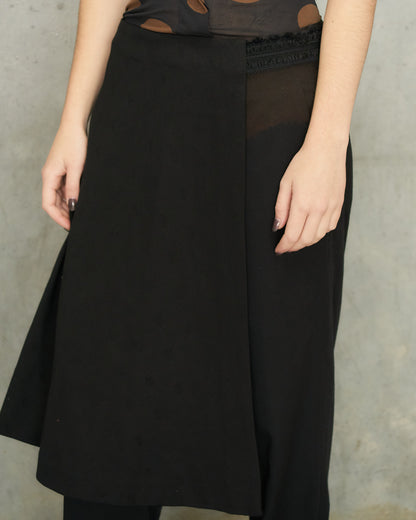 Comme Des Garcons FW2001 Black Wool Half Skirt Belt