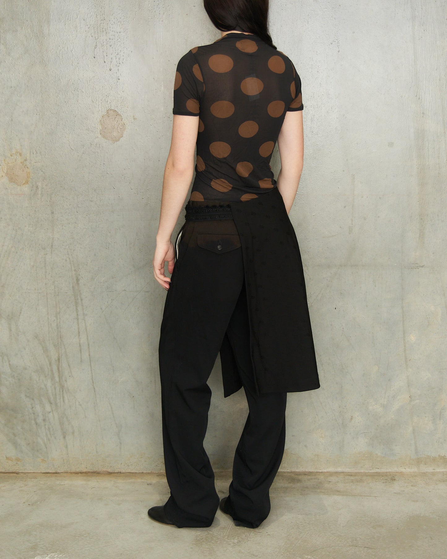 Comme Des Garcons FW2001 Black Wool Half Skirt Belt