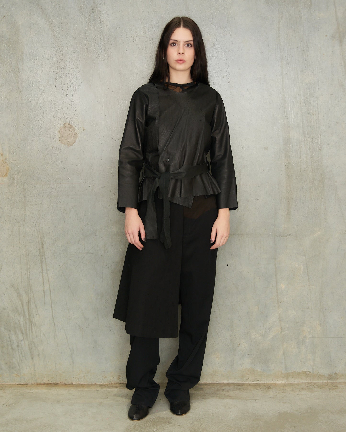 Comme Des Garcons FW2001 Black Wool Half Skirt Belt