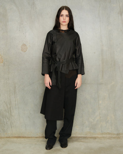 Comme Des Garcons FW2001 Black Wool Half Skirt Belt
