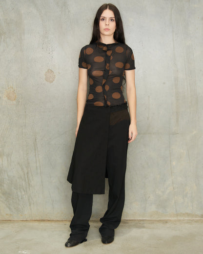 Comme Des Garcons FW2001 Black Wool Half Skirt Belt