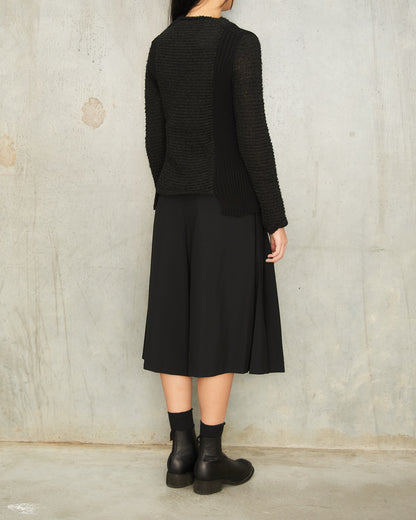 Black Wool Pleated Skort