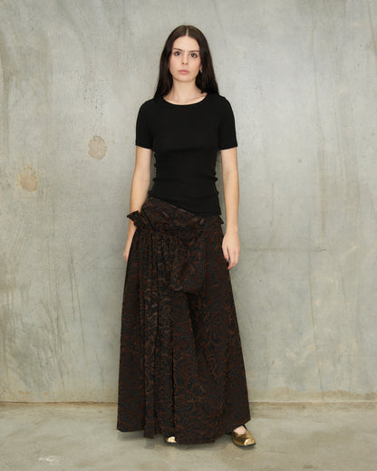 Comme Des Garcons FW1996 Brown Flocked Pattern Skirt