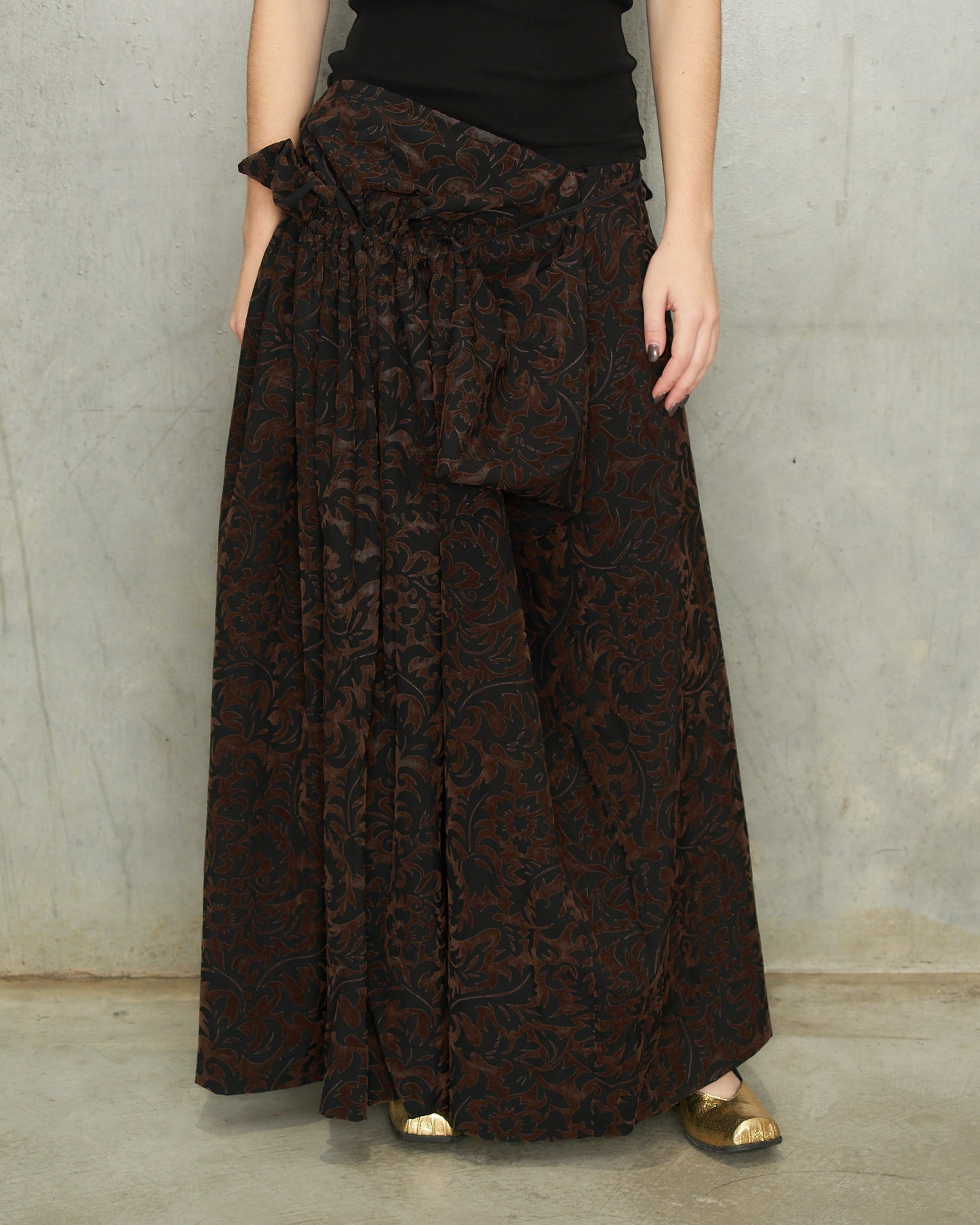 Comme Des Garcons FW1996 Brown Flocked Pattern Skirt