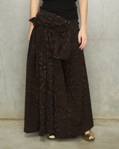 Comme Des Garcons FW1996 Brown Flocked Pattern Skirt