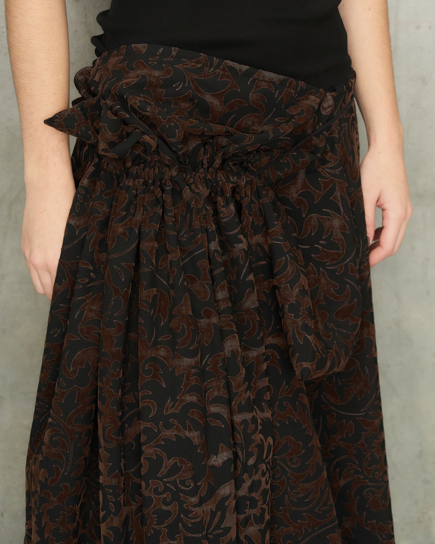 Comme Des Garcons FW1996 Brown Flocked Pattern Skirt