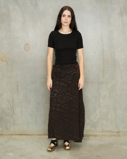 Comme Des Garcons FW1996 Brown Flocked Pattern Skirt