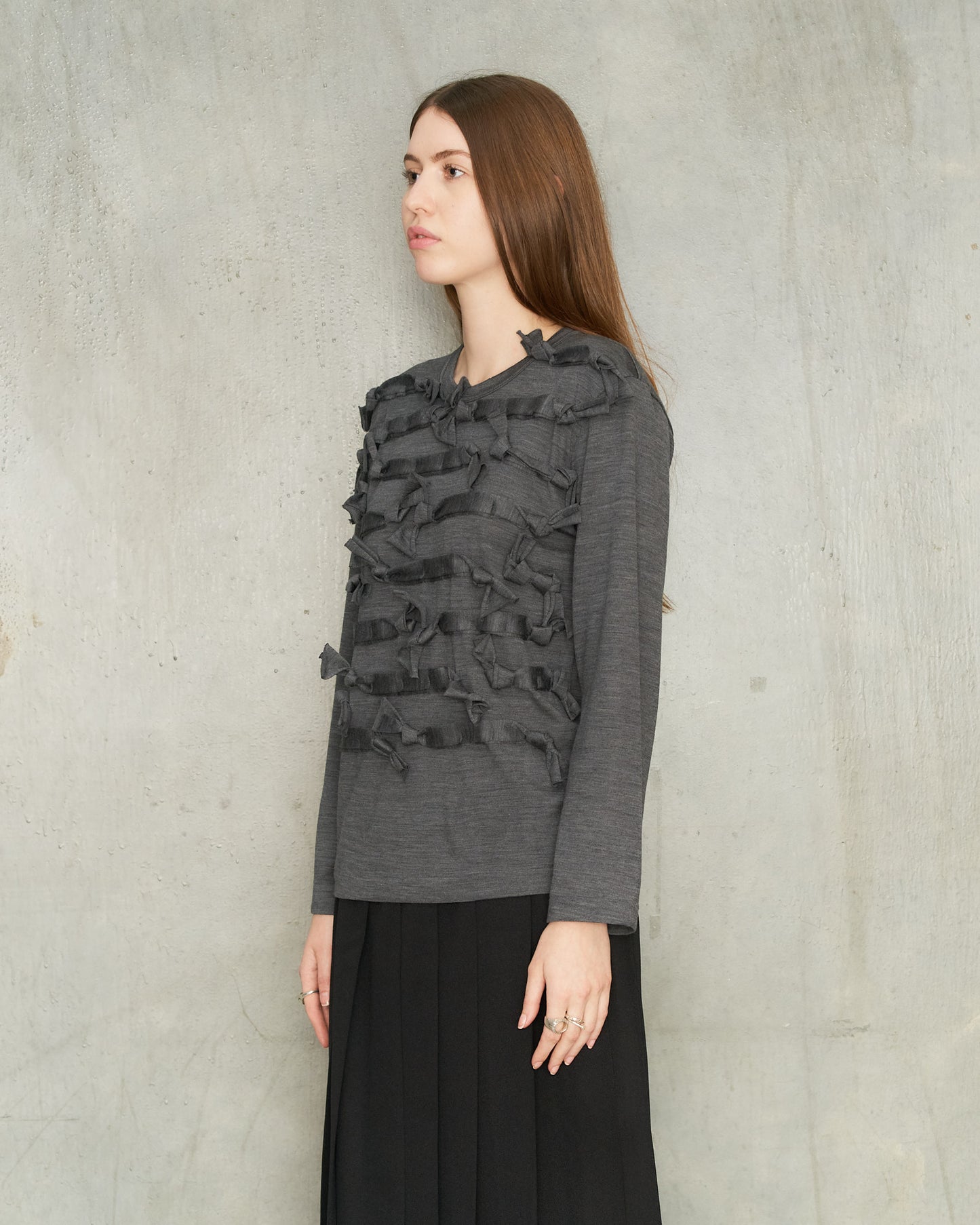 Grey Bow Long Sleeve T-Shirt