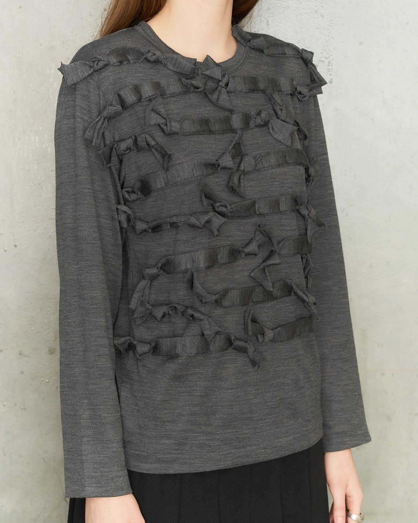 Grey Bow Long Sleeve T-Shirt