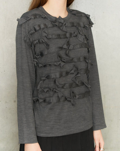 Grey Bow Long Sleeve T-Shirt