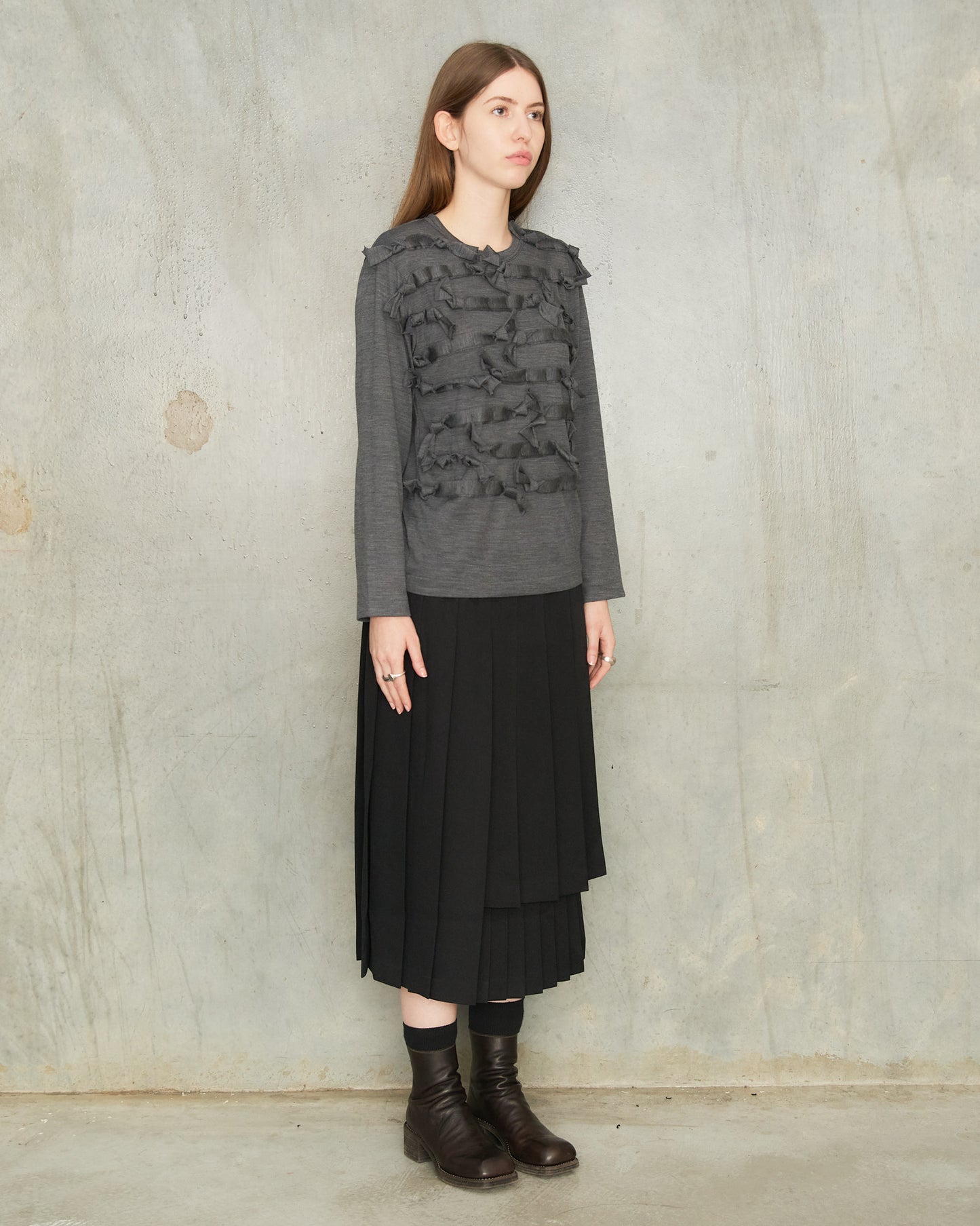 Grey Bow Long Sleeve T-Shirt