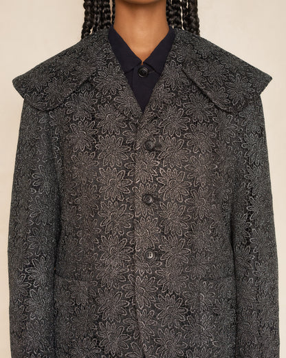 Grey Metallic Floral Lace Jacket