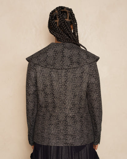 Grey Metallic Floral Lace Jacket