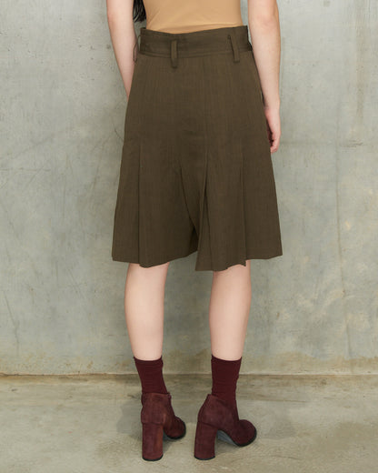 Comme Des Garcons Olive Wool Shorts