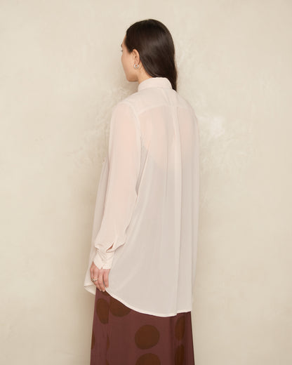 White Sheer Ruffle Shirt