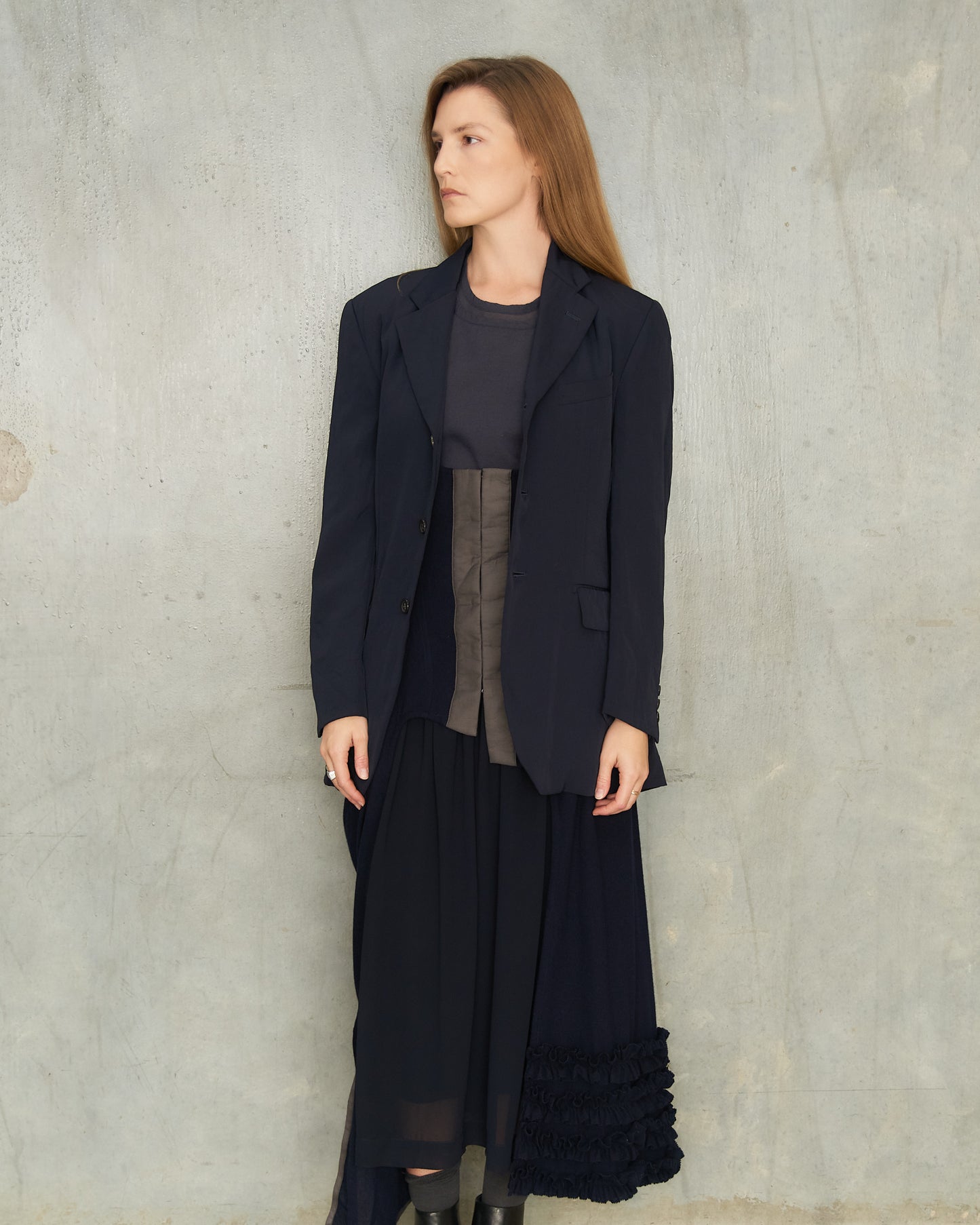Comme Des Garcons FW1995 Navy Buttoned Layer Blazer
