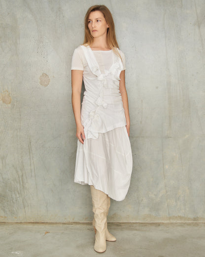 Comme Des Garcons White Twisted Rose Tank