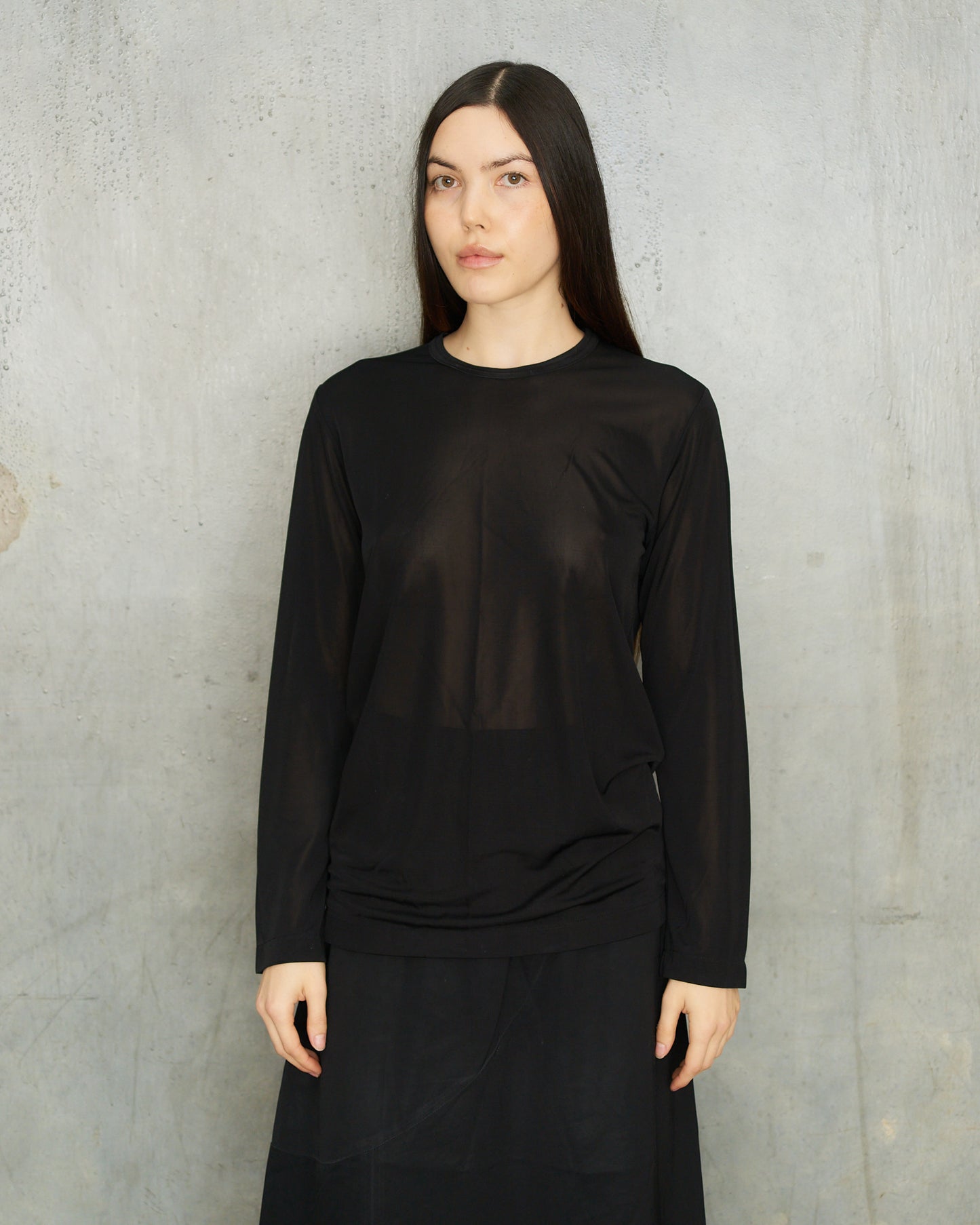 Comme Des Garcons FW1992 Black Semi Sheer Long Sleeve Top