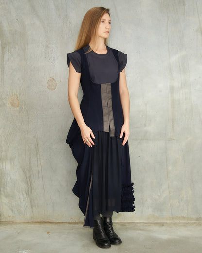 Comme Des Garcons FW1998 Navy Wool Corset Dress