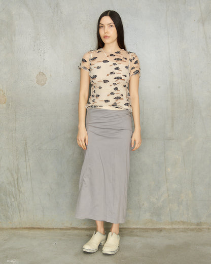 Comme Des Garcons Grey Double Layer Jersey Skirt