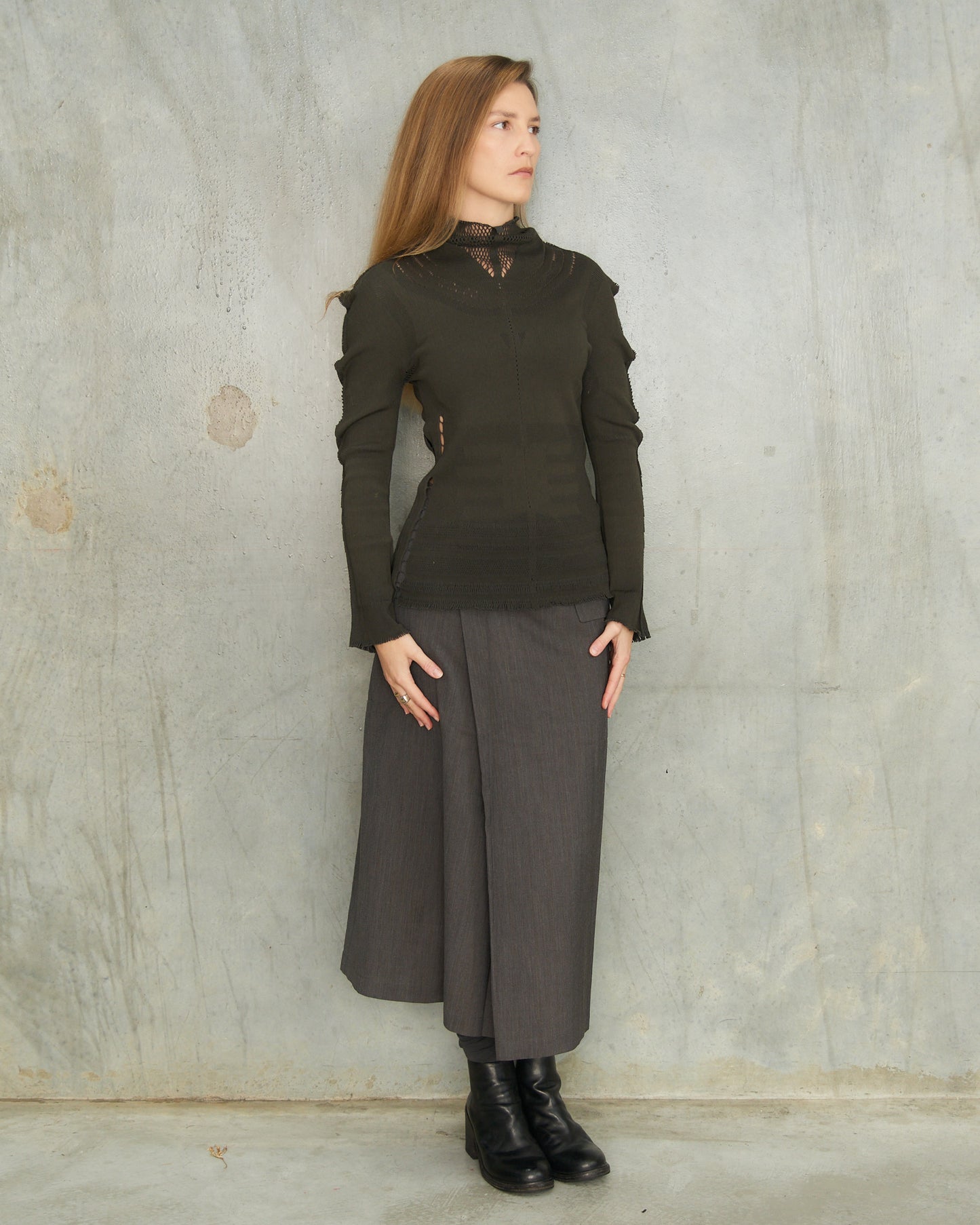 Comme Des Garcons Tricot FW1998 Grey Fold Skirt 