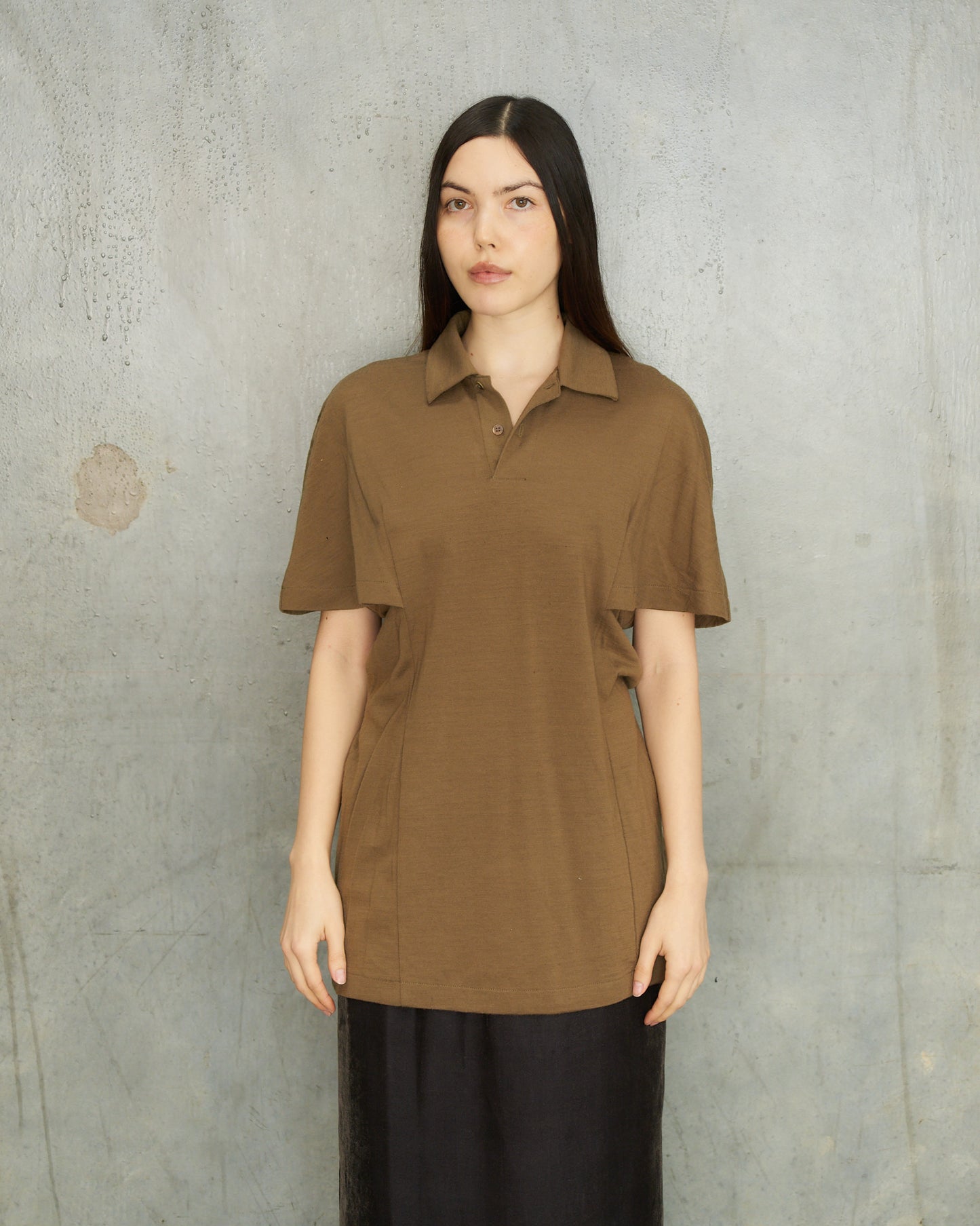 Comme Des Garcons Khaki Wool Polo Shirt