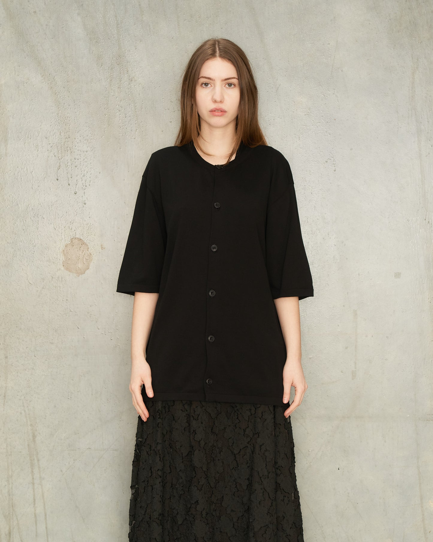Black Short Sleeve Knit Shirt