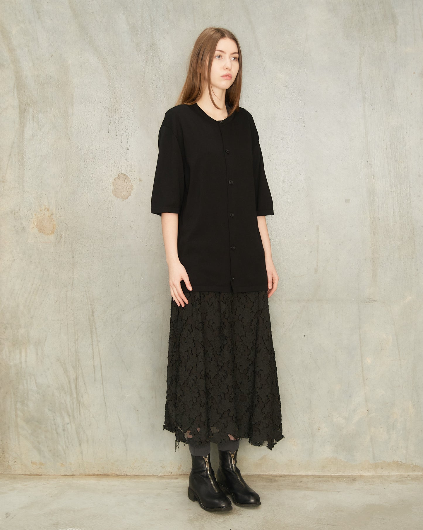 Black Short Sleeve Knit Shirt