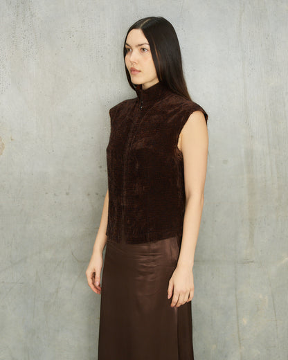 Dries Van Noten Burgundy Velvet Vest
