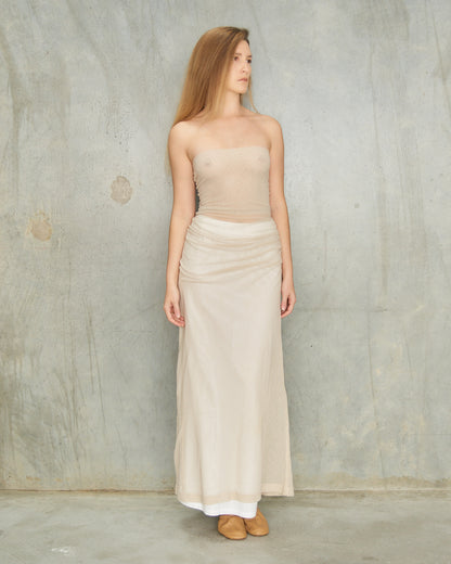 Dries Van Noten Beige Layered Mesh 2 Piece Ensemble 