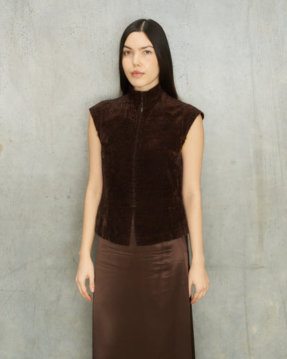 Dries Van Noten Burgundy Velvet Vest