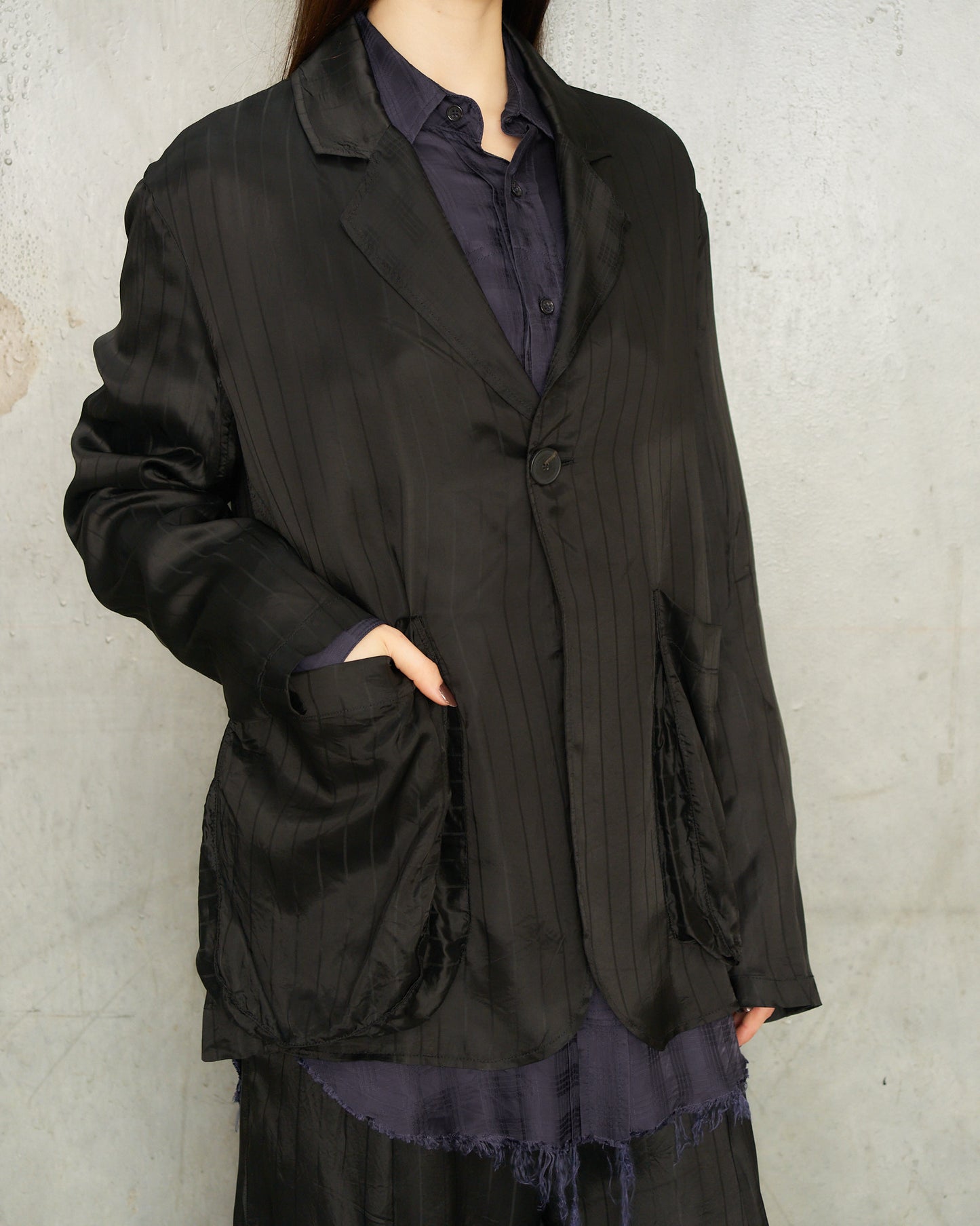 Black Jacquard Sag Blazer