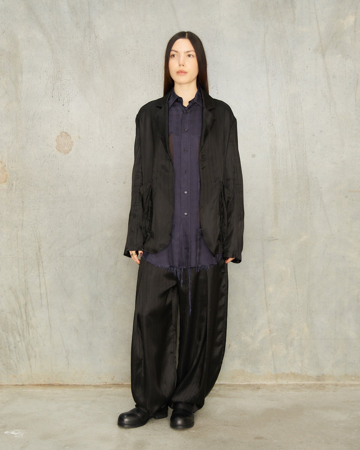 Black Jacquard Sag Blazer