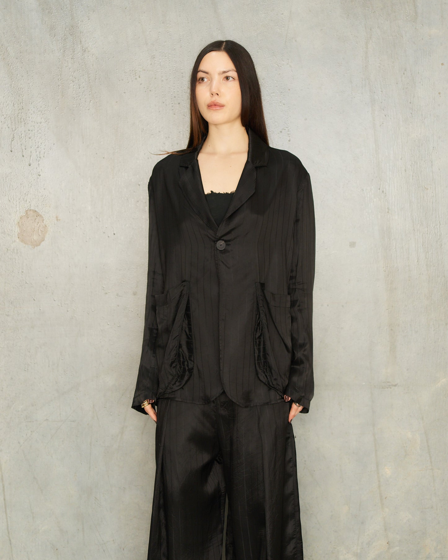 Black Jacquard Sag Blazer